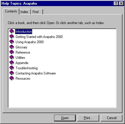 Help Table of Contents